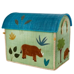 Rice by Rice Cesto Giochi In Rafia Rinoceronte Grande