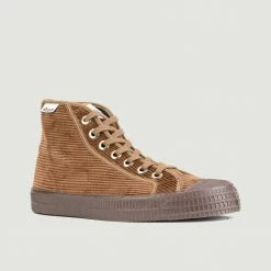 Novesta Brown Corduroy Star Dribble High Top Sneakers