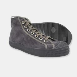 Novesta Star Dribble Hi Top Plimsoll Dark Grey Cord