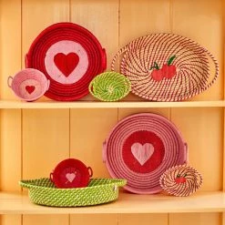 Rice by Rice Red Bread Basket With Heart