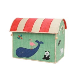 Rice by Rice Cesto Giochi In Rafia Animali Medio