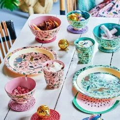 Rice by Rice Piatto Piano Melamina Animali Della Giungla Rosa