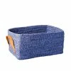 Rice by Rice Rectangle Raffia Basket In Blue