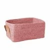 Rice by Rice Rectangle Raffia Basket In Pink