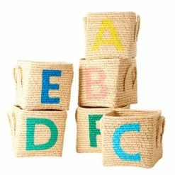 Rice by Rice Cesto Quadrato In Rafia - Lettera C 7 Rice by Rice Cesto Quadrato In Rafia - Lettera C