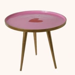 Rice by Rice Small Redondo Metal Mesa - Rosa