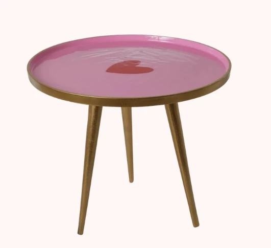 Rice by Rice Small Redondo Metal Mesa - Rosa 3 Rice by Rice Small Redondo Metal Mesa - Rosa