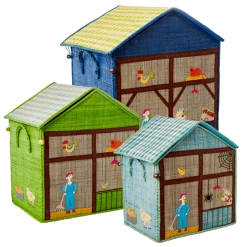 Rice by Rice Raffia Farm Toy Storage Baskets