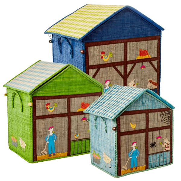 Rice by Rice Raffia Farm Toy Storage Baskets 3 Rice by Rice Raffia Farm Toy Storage Baskets