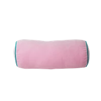 Rice by Rice Soft Velvet Bolster Pillow in Pink with Green Piping - Diametre 25, Width 60 cm