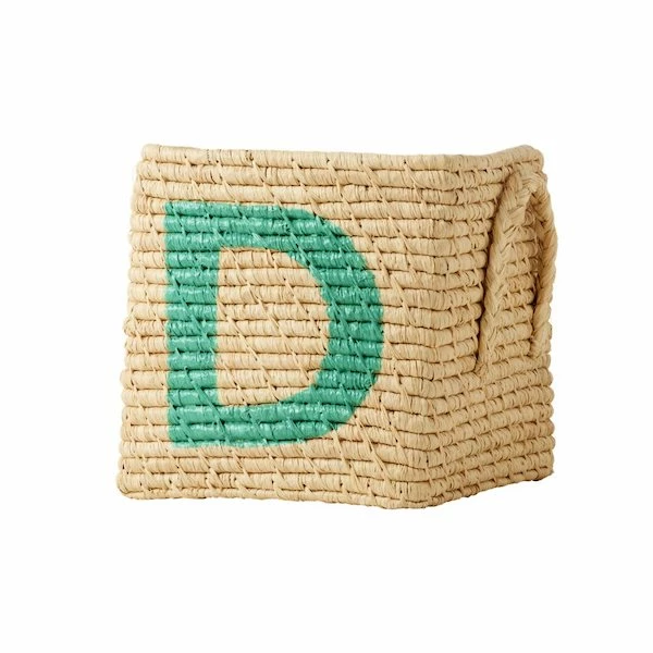 Rice by Rice Natural Raffia Basket with A to F Painted Letters 6 Rice by Rice Natural Raffia Basket with A to F Painted Letters