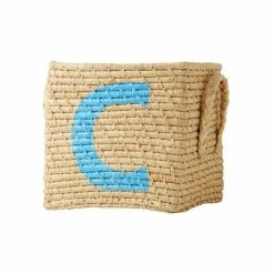 Rice by Rice Natural Raffia Basket with A to F Painted Letters 11 Rice by Rice Natural Raffia Basket with A to F Painted Letters