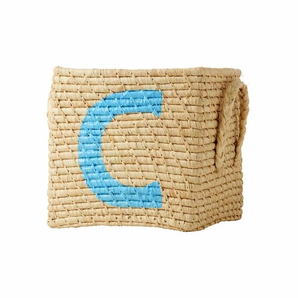 Rice by Rice Natural Raffia Basket with A to F Painted Letters 5 Rice by Rice Natural Raffia Basket with A to F Painted Letters
