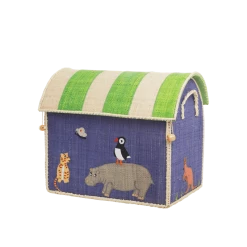 Rice by Rice Cesto Giochi In Rafia Animali Piccolo