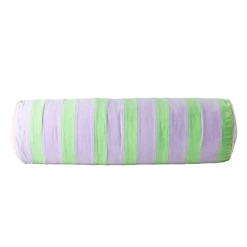 Rice by Rice Soft Velvet Bolster Pillow with Lavender and Green Stripes - Diametre 25, Width 80 cm