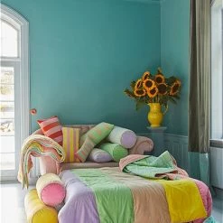 Rice by Rice Soft Velvet Quilt with Stripes in, 140 x 220 cm