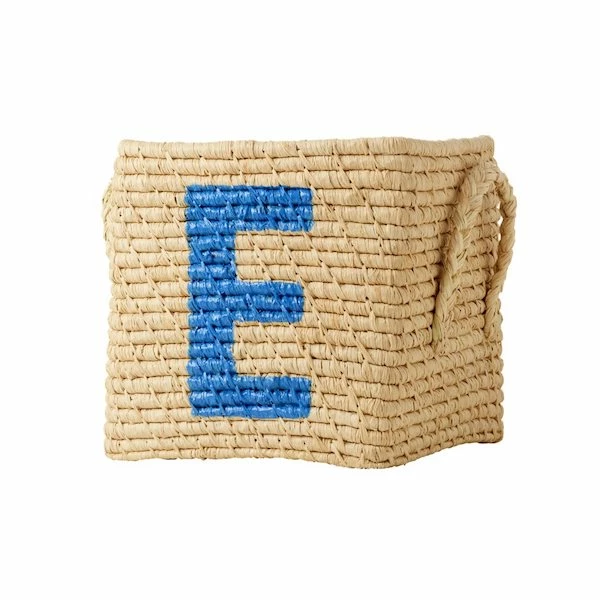 Rice by Rice Natural Raffia Basket with A to F Painted Letters 7 Rice by Rice Natural Raffia Basket with A to F Painted Letters