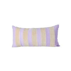 Rice by Rice Velvet Rectangular Pillow with Lavender and Beige Stripes - - L60 x W30 cm