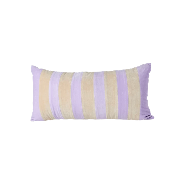Rice by Rice Velvet Rectangular Pillow with Lavender and Beige Stripes - - L60 x W30 cm 3 Rice by Rice Velvet Rectangular Pillow with Lavender and Beige Stripes - - L60 x W30 cm