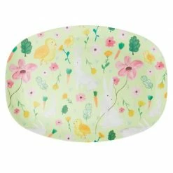 Rice by Rice Easter Print Melamine Tray/Green