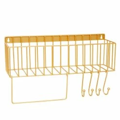 Rice by Rice Gold Metal Shelf with Hooks