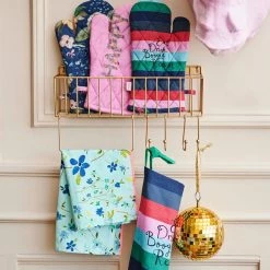 Rice by Rice Gold Metal Shelf with Hooks