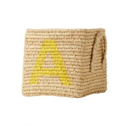 Rice by Rice Natural Raffia Basket with A to F Painted Letters