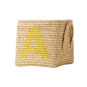 Rice by Rice Natural Raffia Basket with A to F Painted Letters 4 Rice by Rice Natural Raffia Basket with A to F Painted Letters