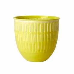 Rice by Rice Yellow Metal Flower Pot